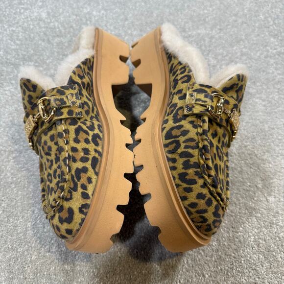Roberto Cavalli Class NIB Cortina Faux Fur Lug Loafer Mule Leopard Buckle Sz 8M - Picture 5 of 14
